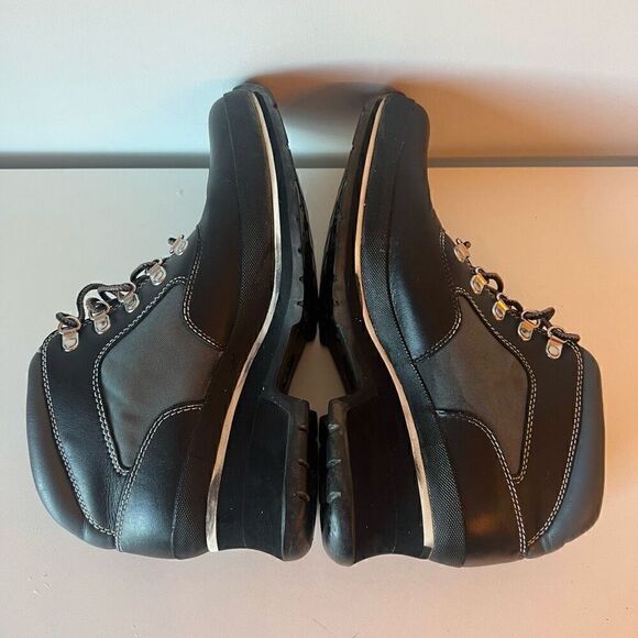 TIMBERLAND Ankle Chelsea Boots Leather Lace Up Wedge Womens Size 8.5 Black - Picture 11 of 11